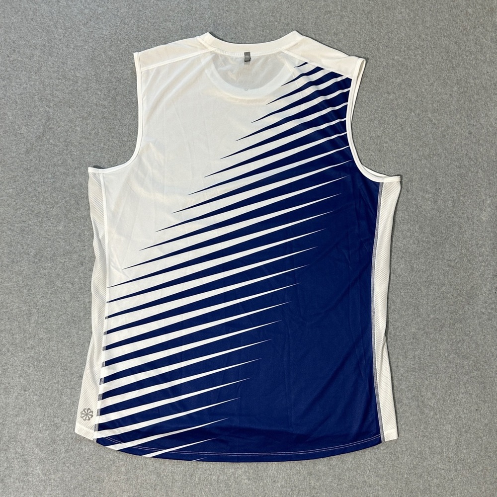 Nike Running Dri-FIT Mens Sleeveless Shirt L White Blue Graphic Tank Gym Workout